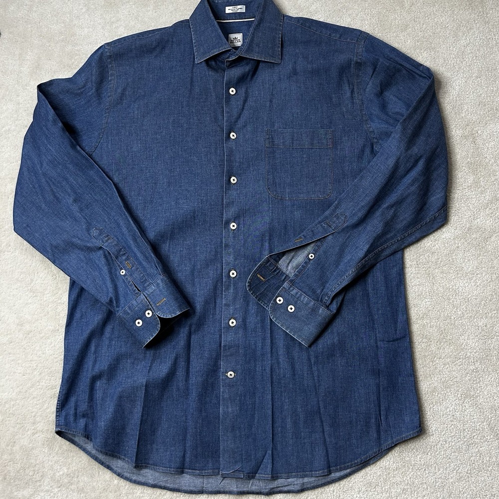 Peter Millar Denim Shirt Men's Large Button Up Long Sleeve